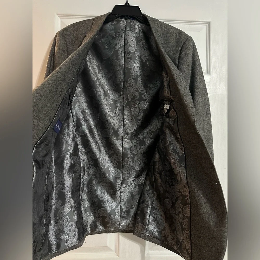 Alan Flusser Mens Grey Tweed Wool‎ Blend Blazer Sport Coat 44L New With Tags
